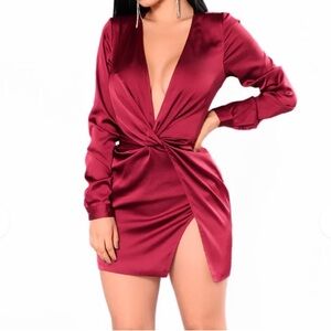 Elegant Burgundy Satin Dress